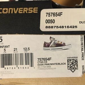Converse All Star Chuck Taylor Toddler Metallic Pink Low Top Sneakers Sz 5
